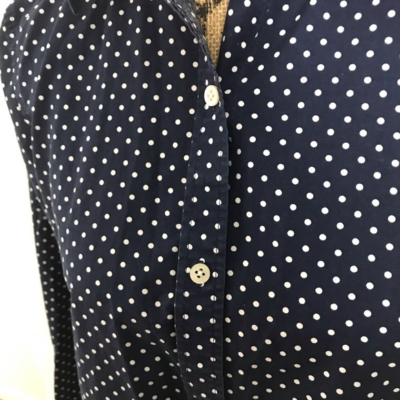 Lauren Ralph Lauren Navy Polka Dot Button Down - Picture 4 of 5
